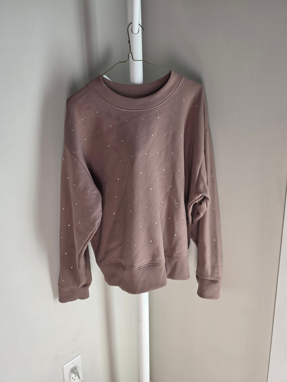 A New Day Mauve Crewneck Sweatshirt with Embellished Rhinestones